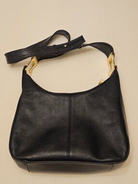 Coletta Black Calfskin Hobo/Crossbody Bag. Adjustable Strap